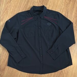 Harley-Davidson Black Button-Up Shirt with Red Accents